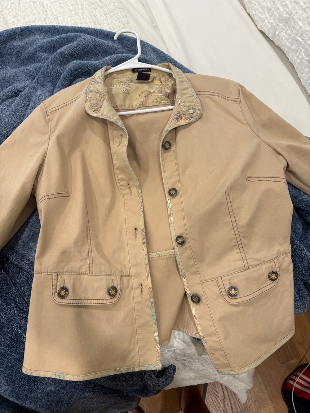 GAP Beige Utility Jacket with Floral Trim